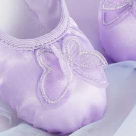 Phineein - Zapatos de ballet con mariposas encantadoras para niñas, bailarina para niños, satén suave, suela dividida, Púrpura, 15 MX Niño