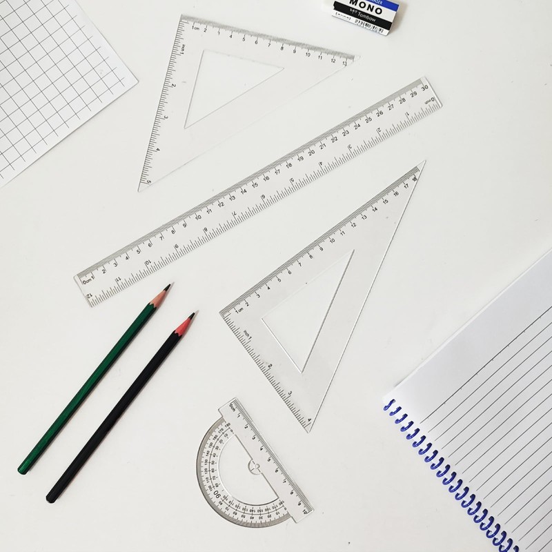 Clear Math Geometry Tool Set,12 Inch Ruler 4 PCS for