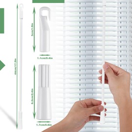 2pcs 17 Inch Aluminum Curtain Stick Blind Tilt Wand for Window, Blind Wand Replacement with Hook, Blinds Stick Replacement(17 inch)