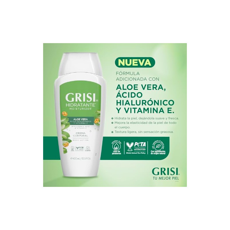GRISI Crema Líquida Corporal con Aloe Vera y Ácido Hialurónico