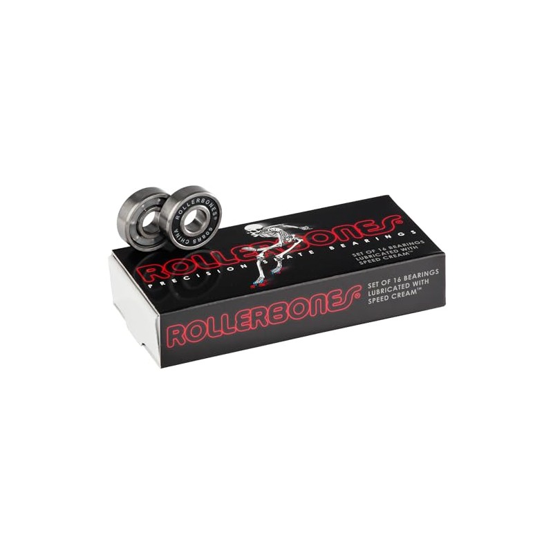Bones RollerBones Bearings, 8mm, 16 pack for Roller Skates and