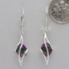 Amber America Purple FIRE OPAL Oval Dangle Earrings - 925