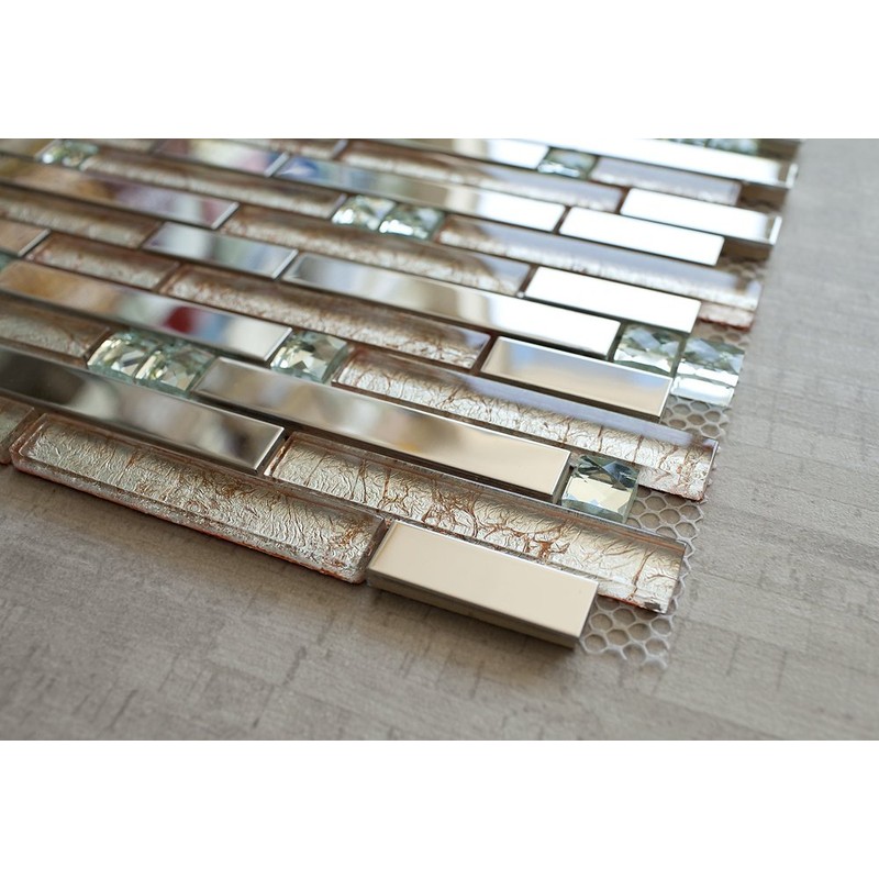 Shiny Stainless + White Diamond Glass + Galaxy Glass Mosaic