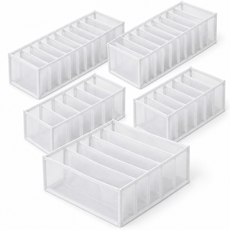 5-Pack Foldable Drawer Organizers for Underwear & Bras – Lightweight