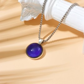 LiHan1028 Round Shaped Temperature Sensing Color Changing Pendant Mood Necklace