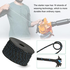 M METERXITY Recoil Starter Rope Pull Cord 5mm 50m Pull Starter Rope Nylon Pull Cord Pull Starter Rope for Mower/Chainsaw/Trimmer/Brush Cutter [Black Blue]