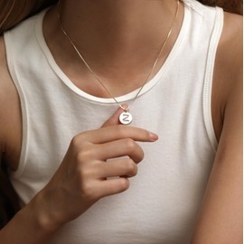 Initial Necklaces for Women Dainty Gold Letter Necklace 14K Gold Plated Disc Initial Name Pendant Necklaces for Women Trendy Gold Jewelry