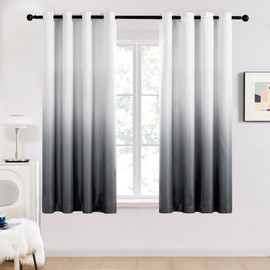 Deconovo Deconovo Grey Curtains for Bedroom Thermal Insulated Top Ring Blackout Curtains Noise reducing Eyelet Curtains for Kitchen 46 x 54 Inch Light Grey and White 1 Pair