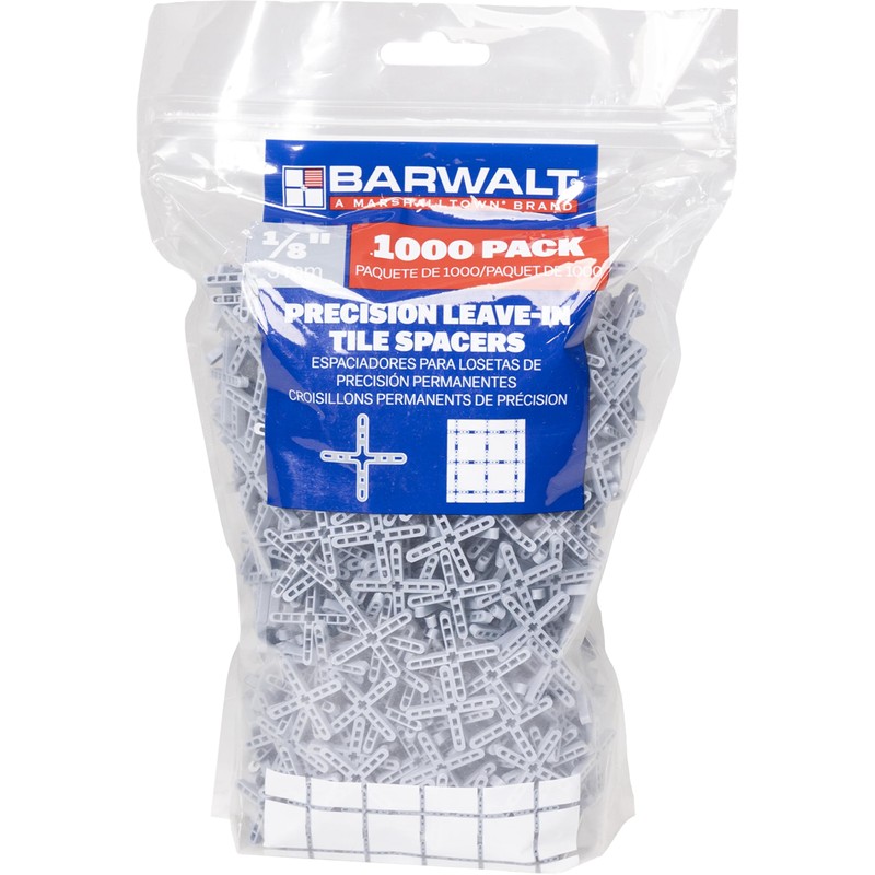 BARWALT Precision Leave-in-Tile Spacers, 1/8 Inch, 1000 Pack, Tile Leveling,