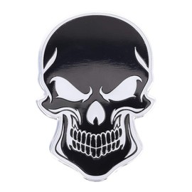 3D Metal Skull Sticker Logo Emblem Badge Car Sticker Motorcycle Skull Chrome Black Bathroom Car