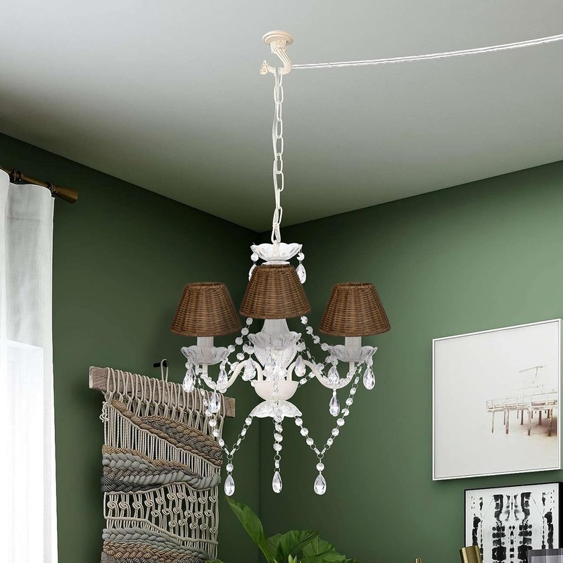 mini lampshades set of 3,Lamp Shade Rattan Clip-On shades,empire/barrel shape,woven