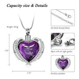 VCCWYQK Cremation Jewelry Crystal Heart Necklace for Ashes, Urn Necklace Keepsake for Urn for Memorial Jewelry (X-2)