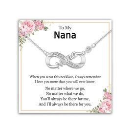 EPIRORA Nana Gifts from Granddaughter Grandson, Silver Infinity Pendant Necklace Jewellery Nana Presents for Women on Birthday Christmas Mother's Day Valentines Day