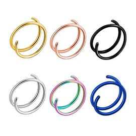 Decentraland Stainless Steel Spiral Nose Ring Double Hoop Nose Ring Single Pierced Nose Piercing for Women Hypoallergenic