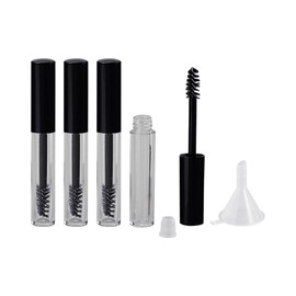 4 Pcs 10 ml Empty Plastic Mascara Tubes Mascara Wand Container Eyebrow Serum Bottle Eyelash Cream Containers Eyelash Brush Refillable Tube with Funnel