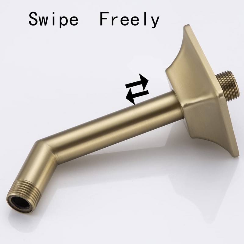 SEABEFORE 6" shower arm Gold shower head extension with matching