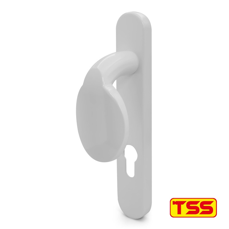 TSS White UPVC Door Handle Pair Set, Sprung, 92mm PZ