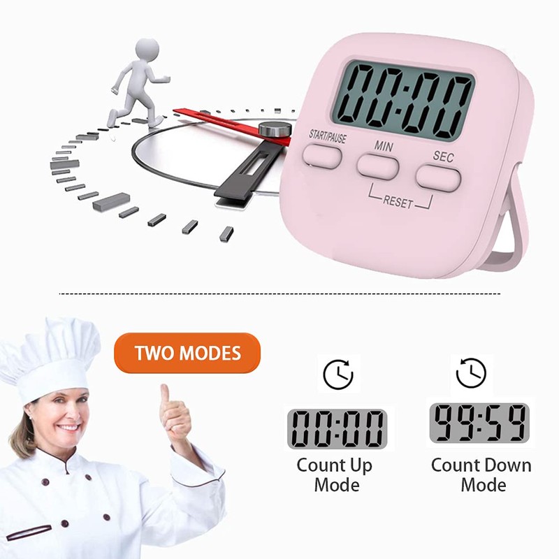 Digital Kitchen Timer/Pink Timer for Kids with Bracket and Hanging