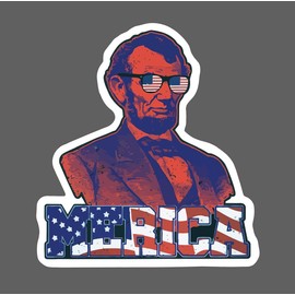 Sticker Dynasty Merica Sticker Abe Lincoln Waterproof - Buy Any 4 For $1.75 Each Storewide!