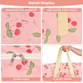 2Pcs Duvet Storage Bags with Zips, Jumbo Storage Bag Waterproof Heavy Duty Oxford Laundry Bags, 84L Big Bag for Moving, Duvet Bag Underbed Storage Bags, Clothes, Quilt, Blankets, Bedding (Pink Cherry)