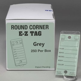 EZ Line Versa Tag Style Car Dealer Key Tags Round Corner Self Laminating Grey Color