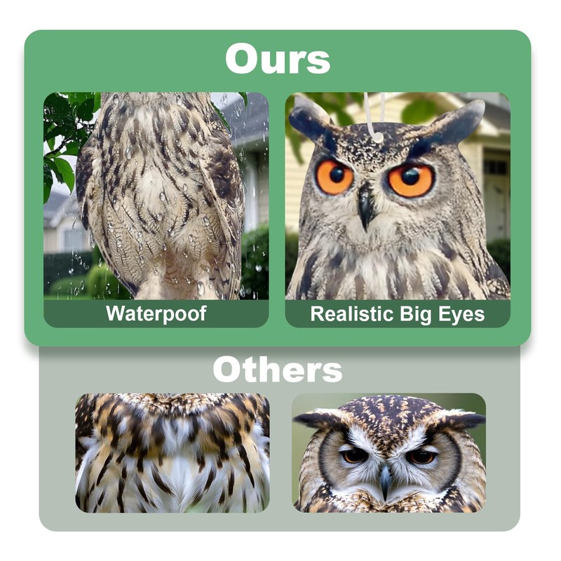Lifreer Bird Scarers for Gardens, 5PCS Owl Shape Reflective Deterrents
