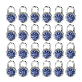 LanuBe Standard Dial Combination Lock, 2 in. Wide, with Different Combinations, Blue Turnplate, Pack of 24; Lock for School, Employee, Gym Sports Locker, Case, Toolbox, Fence and so on