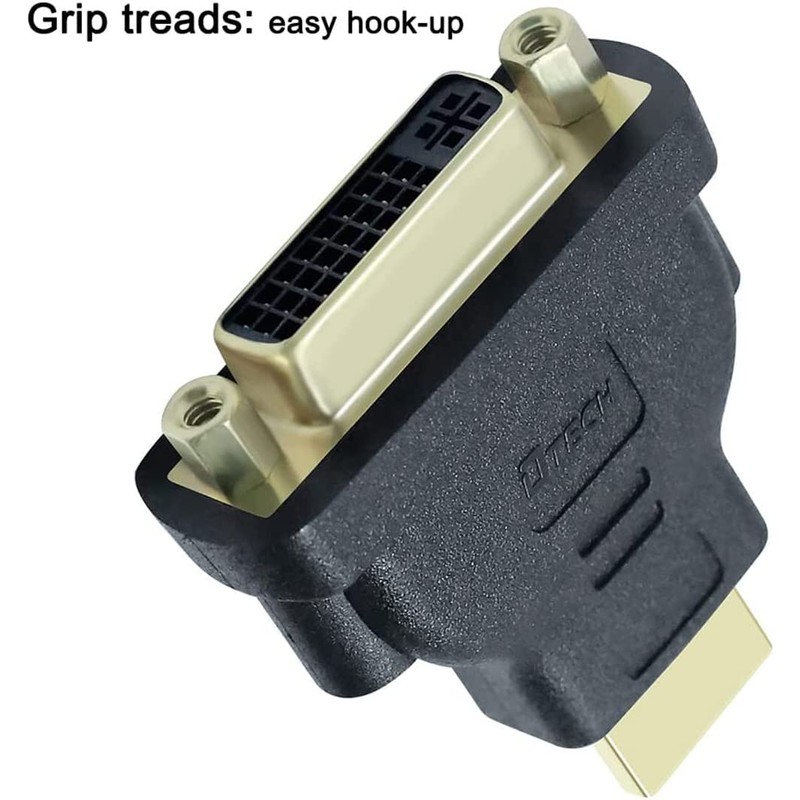 DTECH DVI Female to HDMI Male Adapter Bi-directional DVI-I 24+5