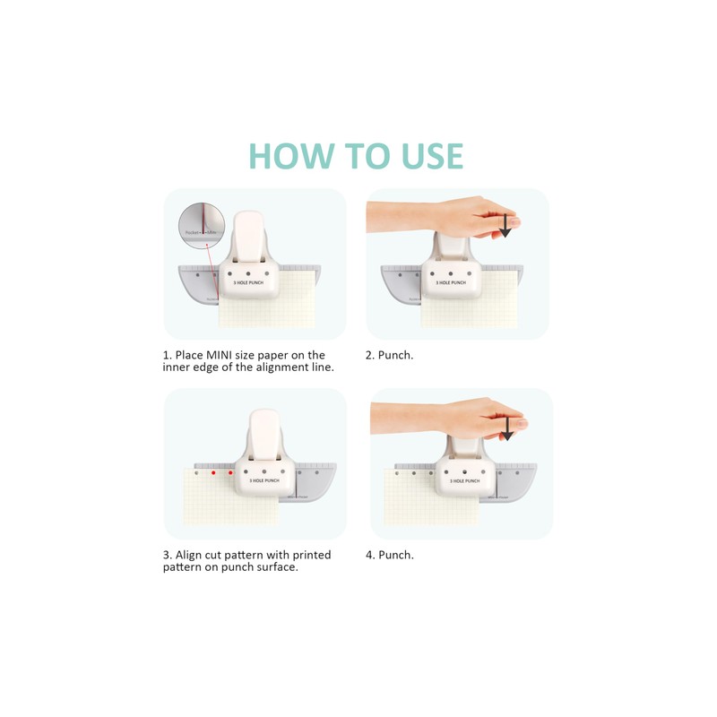 Bira Craft 3 Hole Punch, 4 Sheet Capacity, Mini/Pocket, Performance