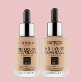 Anjumain Catrice HD Liquid Coverage Foundation Duo 30ml, No. 032 Nude Beige × 2 / 캐트리스 HD 리퀴드 커버리지 파운데이션 듀오 30ml, 032호 누드 베이지 × 2개