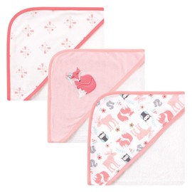 Hudson Baby Unisex Baby Cotton Rich Hooded Towels, Pink Fox, One Size
