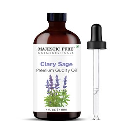 Majestic Pure Clary Sage Essential Oil | 100% Pure and Natural Clary Sage Oil | Premium Grade Essential Oils for Hair Care, Home Diffusers, Skin, Aromatherapy, Massage and Humidifiers | 4 Fl Oz
