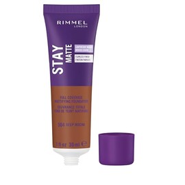 Rimmel London Stay Matte Liquid Mousse - 504 Deep Mocha - base, ligera, control de brillo, sin aceite, 1 onza