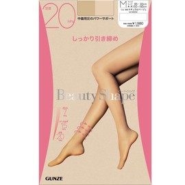 Gunze Women's Stockings, Beauty Shape, Ankle 20 hPa, Firm Tightening, (New Model) Natural Beige