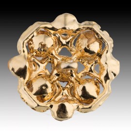 Vintage Gold Metal Square Motif Button w/ Jewelry Rhinestones 27mm 40022012