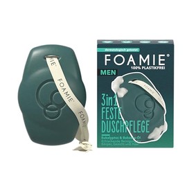 Foamie Men 3-in-1 Solid Shower Care Back to the Roots - For Body, Face & Hair - With Babassu & Eucalyptus Oil - pH Neutral - Vegan & Plastic-Free, 90 g