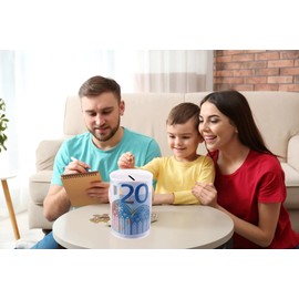 Money Box Money Paper Coin Vintage Banknotes Decorative Money Box Children Adults Coin Tin Metal Not Open 12.5 x 11 cm