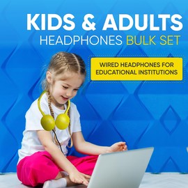 Bulktech Wired On-Ear Rubber Headphones with 3.5mm Connector, Bulk Wholesale, 10 Pack, Assorted Colors