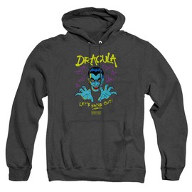 Popfunk Universal Monsters Dracula Fang Out Unisex Adult Pull-Over Heather Hoodie, Black Heather, X-Large