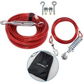 LUFFWELL Dog Runs for Outside, 100FT Dog Runner for Yard with 10FT Dog Tie Out Cable, Heavy Duty Dog Run Lead for Large Dogs, Trolley System Zipline for Dogs 250 Lbs