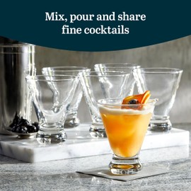 Libbey Entertaining Essentials Multi-Purpose Cocktail Set of 6, Dishwasher Safe Stemless Martini, Margarita Glasses for Home, 6 Count (Pack of 1), Clear