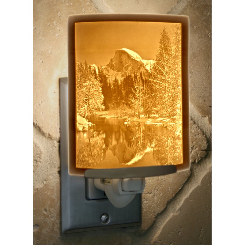 Half Dome at Yosemite- El Capitan Curved Porcelain Lithophane Night