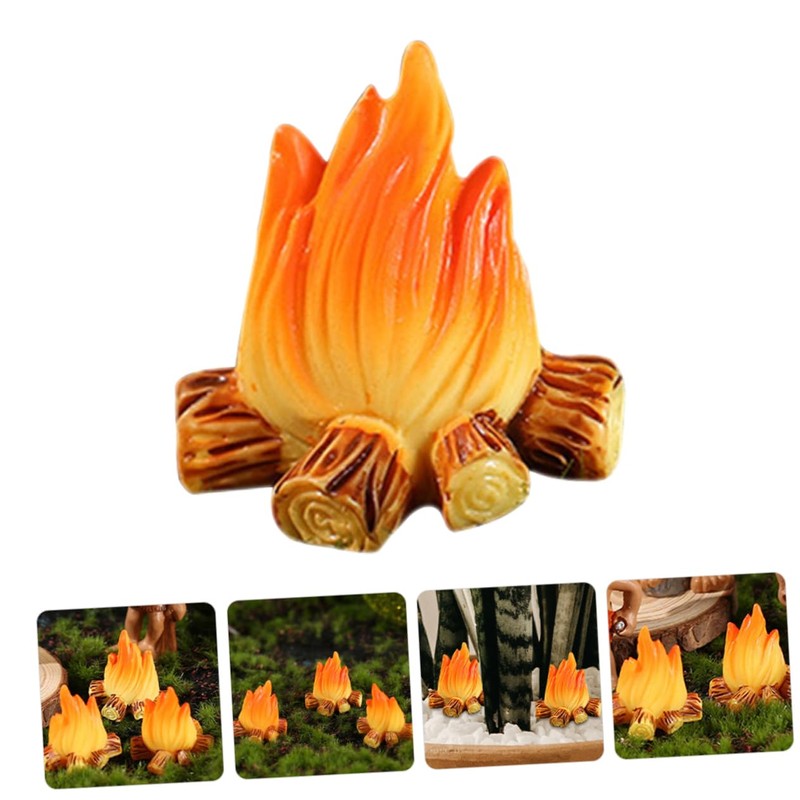 iplusmile 4sets 6pcs Micro Fire Model Miniature Bonfire Decoration for
