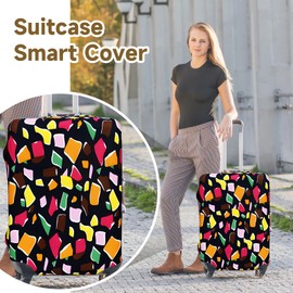 SUZEYEN Travel Luggage Cover for Suitcases 26-28 Inch, Elastic Suitcase Protector with Colorful Pattern, Durable Washable Anti-Scratch Elastic Travel Suitcase Cover, Fits Business & Vacation Trips