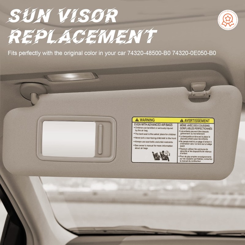 Beige Driver Left + Passenger Right Side Sun Visor Replacement