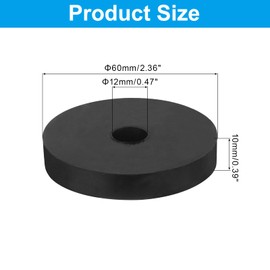 PATIKIL Vibration Isolation Washer 2.4" OD 0.5" ID 0.4" Thick, 4 Pack Rubber Round Anti Mechanical Damping Feet Pads, Black