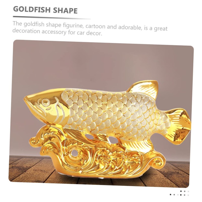 GRIRIW Decorative Goldfish Statue Ceramic Goldfish Ornament for Home Car
