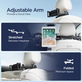 Romon Tablet Halterung Auto, Auto Halter Kopfstütze Halterungen Kopfstützenhalter Autohalterung Ausziehbare Universal 360° Drehung KFZ-Kopfstützenhalterung für Tablets/Smartphone und 4,7-13" Geräte