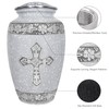 Cremation Urns for Women, White Engraved Cross Large Funeral Urn