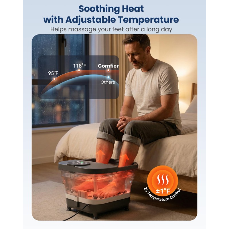 2026 Upgrade Foot Spa Bath Massager with Heat, Collapsible Foot
